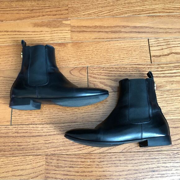 JUST CAVALLI 100% Calfskin Leather Black Flat Ankle Boots Women’s Sz 8 US 39 EUR - Picture 2 of 13